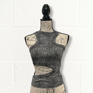 Beige Botany | Women's Sleeveless Optical Illusion Cutout Top - Size M